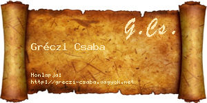 Gréczi Csaba névjegykártya